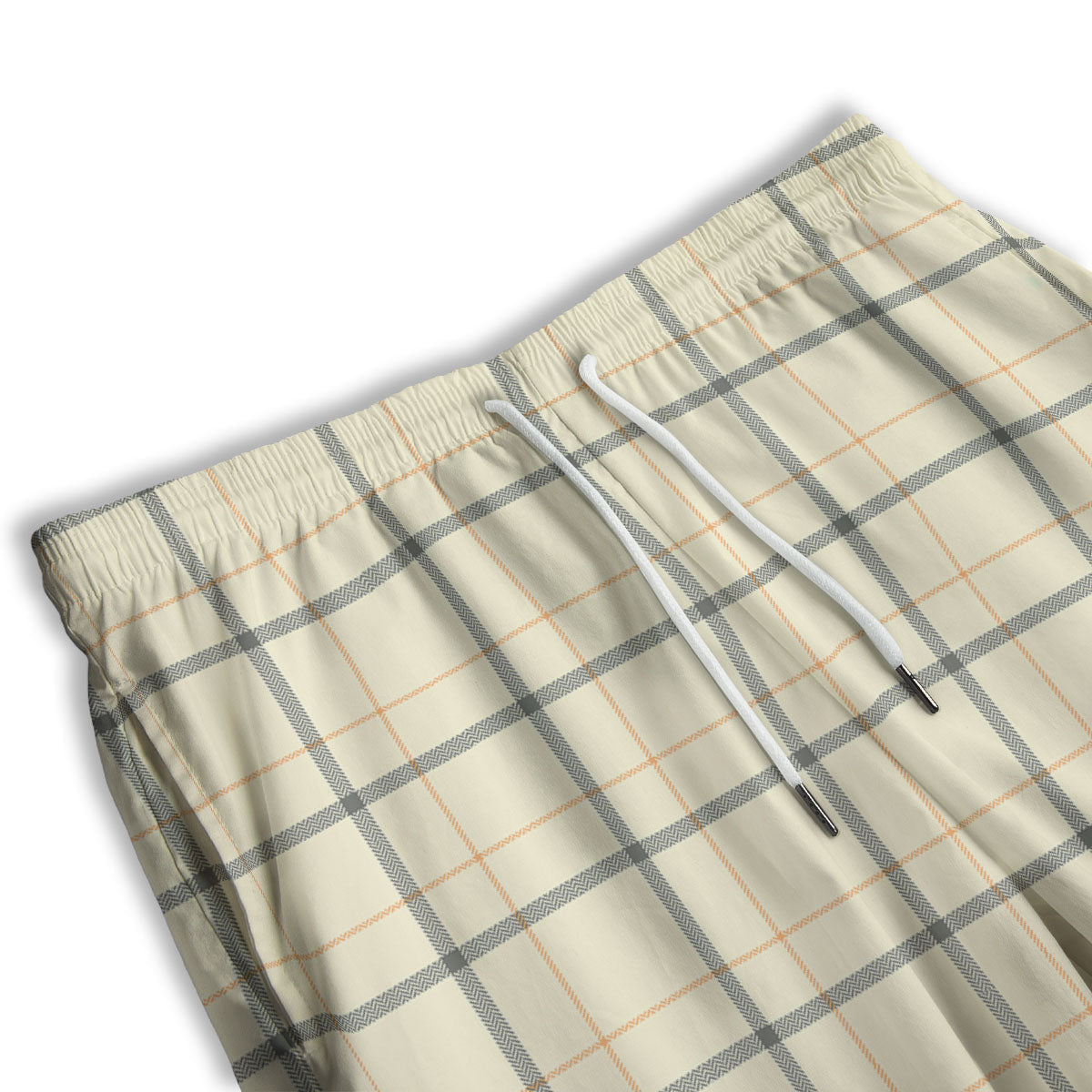 Tattersall Yellow And Beige Print Pattern Men's Athletic Shorts