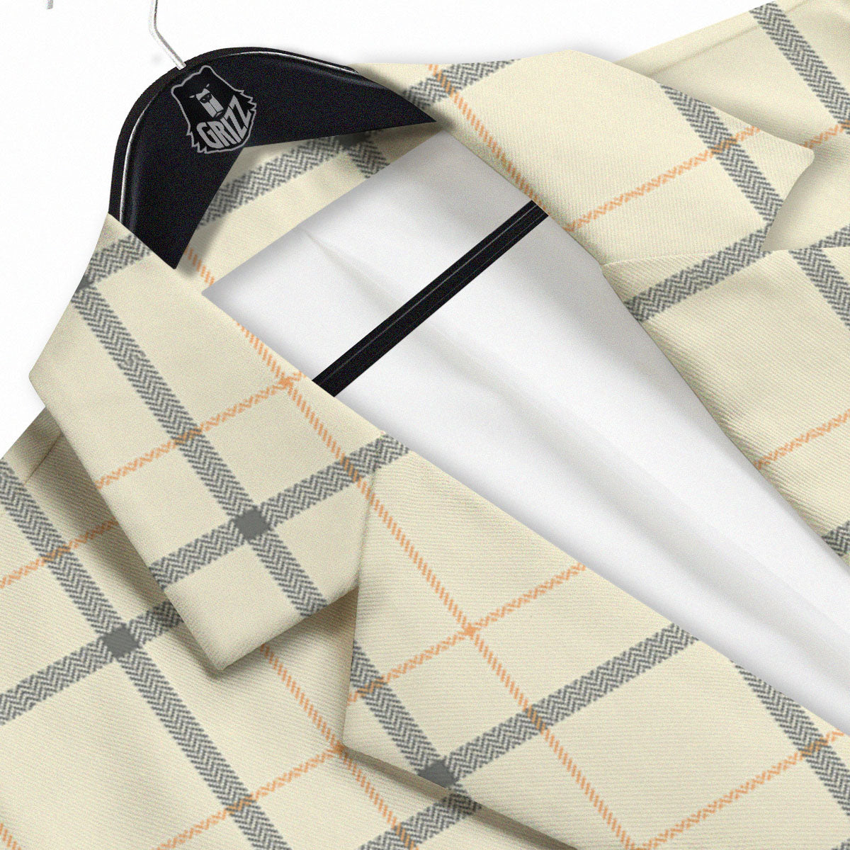 Tattersall Yellow And Beige Print Pattern Men's Sport Coat-grizzshop