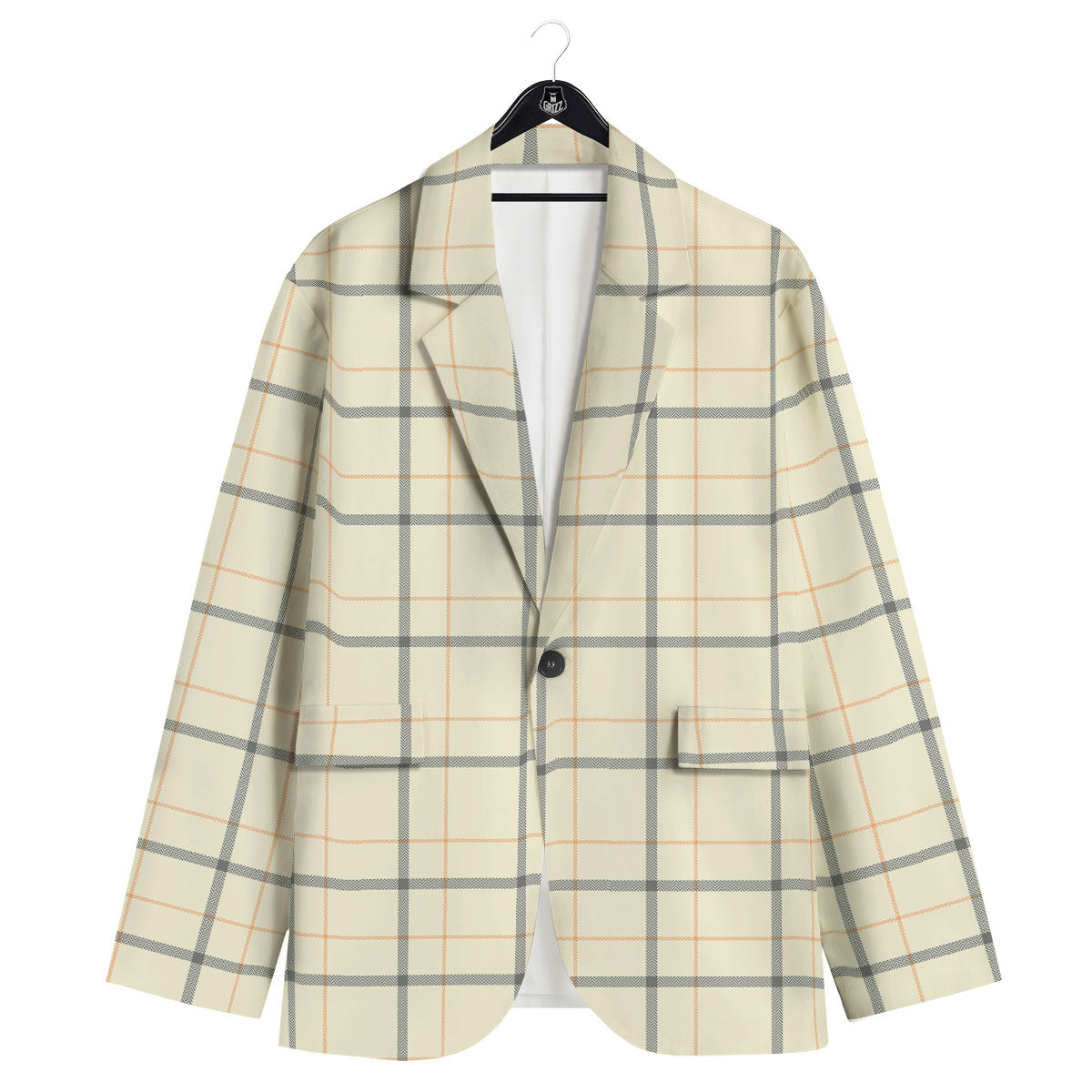 Tattersall Yellow And Beige Print Pattern Men's Sport Coat-grizzshop
