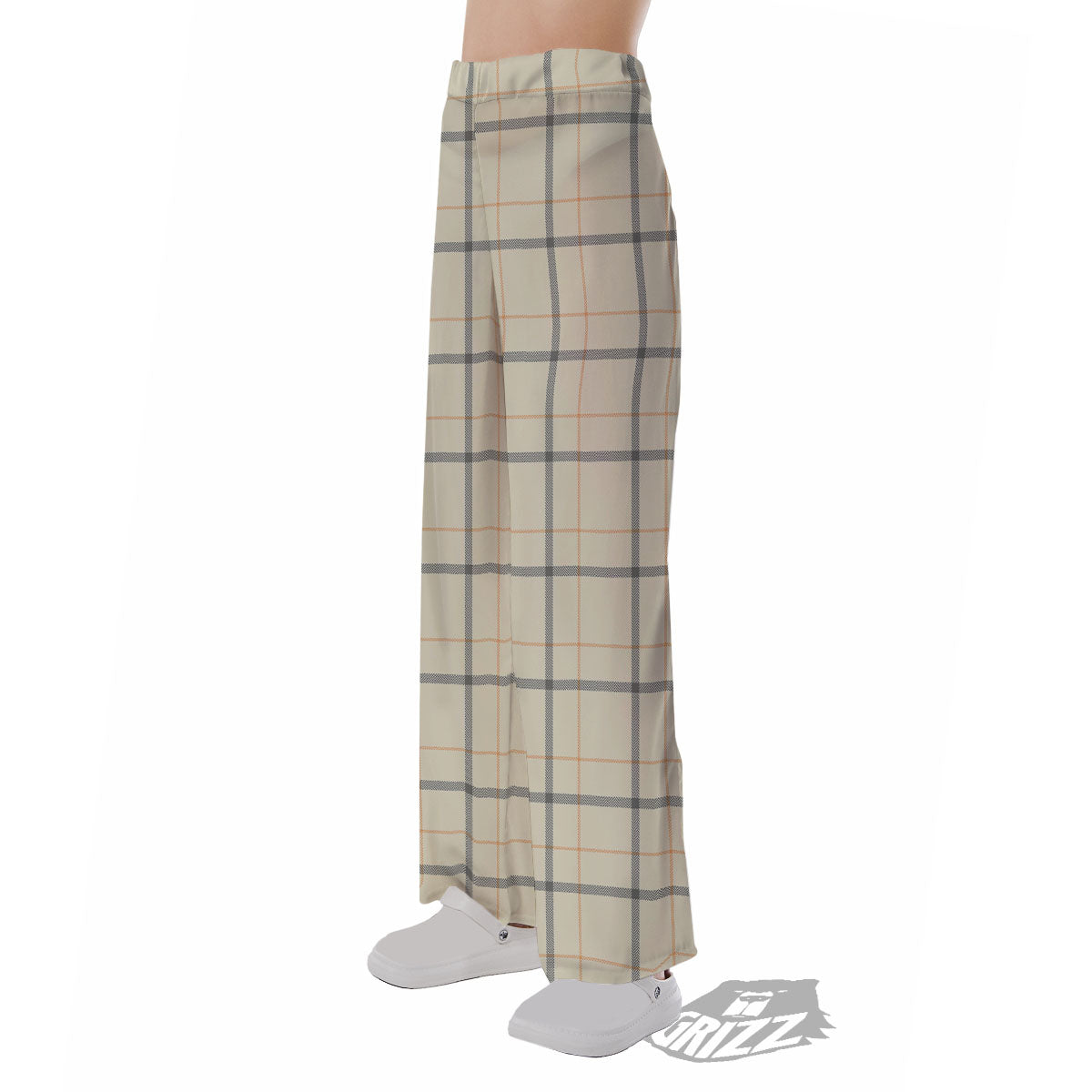 Tattersall Yellow And Beige Print Pattern Pajama Pants-grizzshop