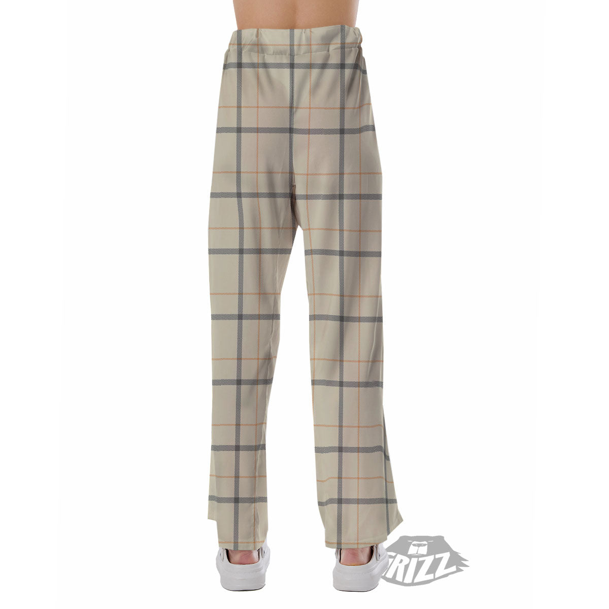Tattersall Yellow And Beige Print Pattern Pajama Pants-grizzshop