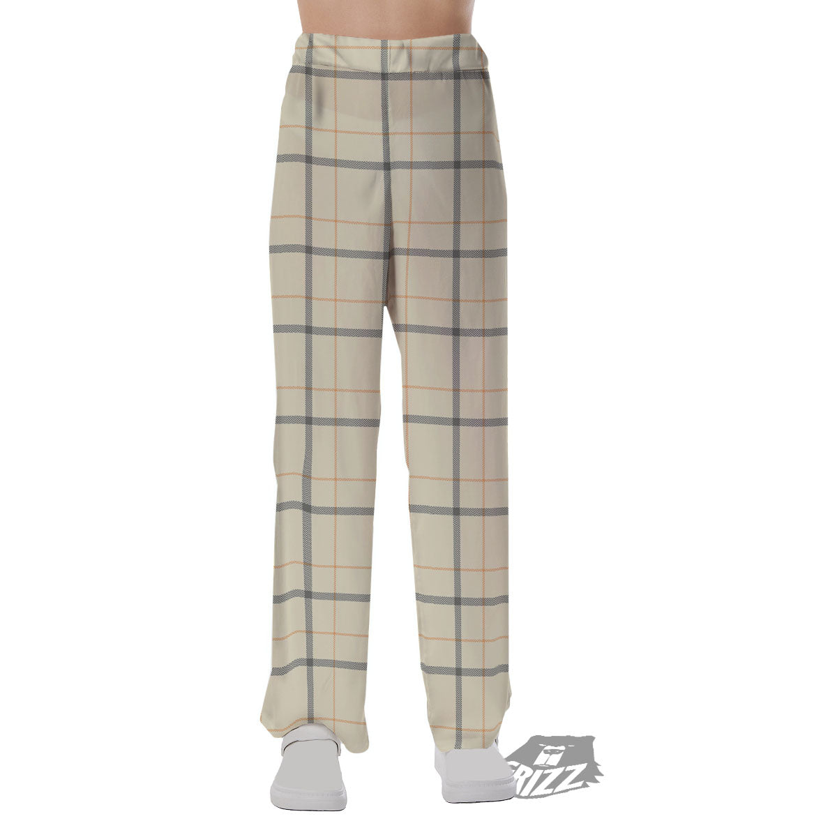 Tattersall Yellow And Beige Print Pattern Pajama Pants-grizzshop