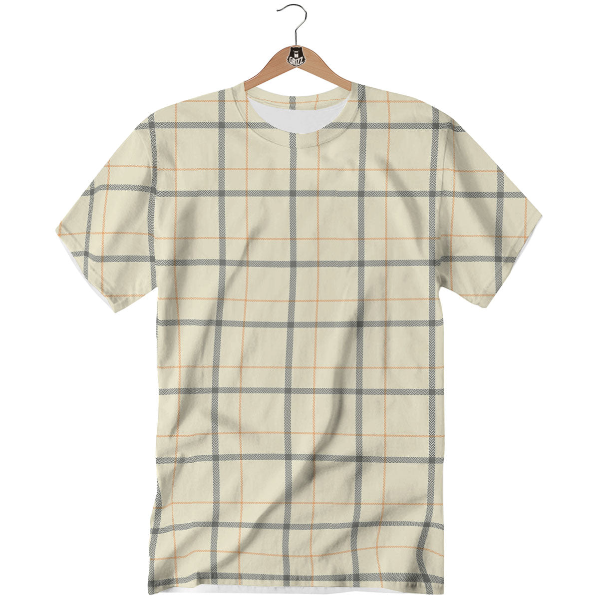 Tattersall Yellow And Beige Print Pattern T-Shirt-grizzshop