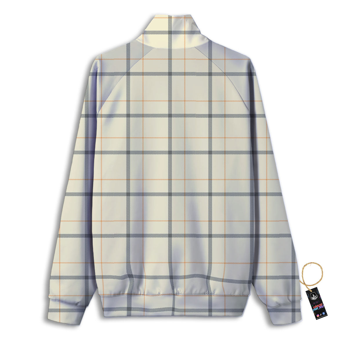 Tattersall Yellow And Beige Print Pattern Track Jacket-grizzshop