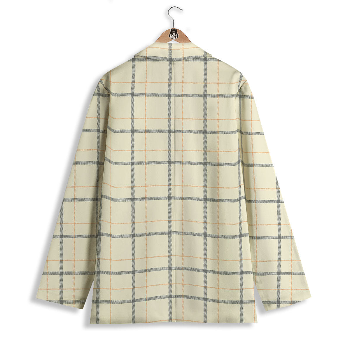 Tattersall Yellow And Beige Print Pattern Women's Blazer-grizzshop