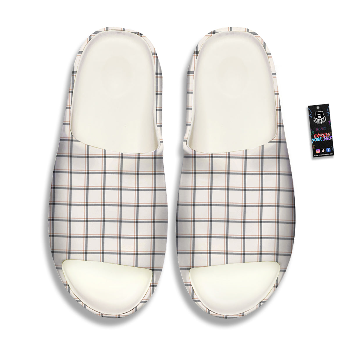 Tattersall Beige Print Pattern Sandals-grizzshop