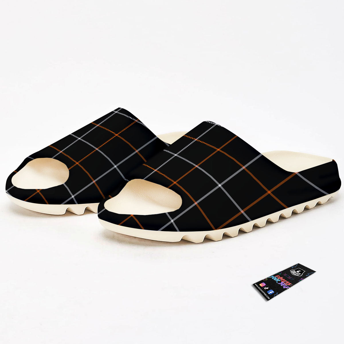 Tattersall Black Halloween Print Pattern Sandals-grizzshop