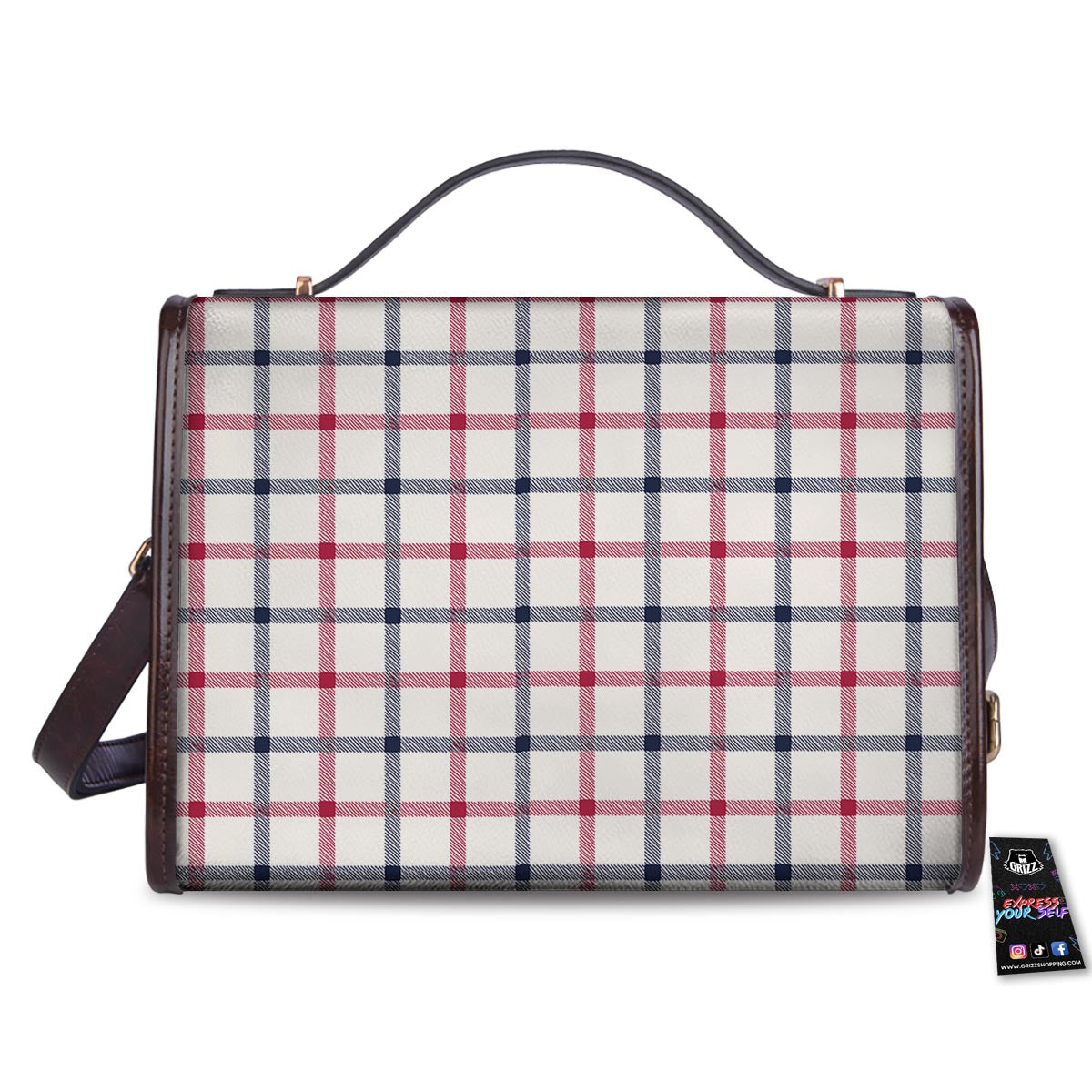 Tattersall Blue And Red Print Pattern Women's Satchel Bag