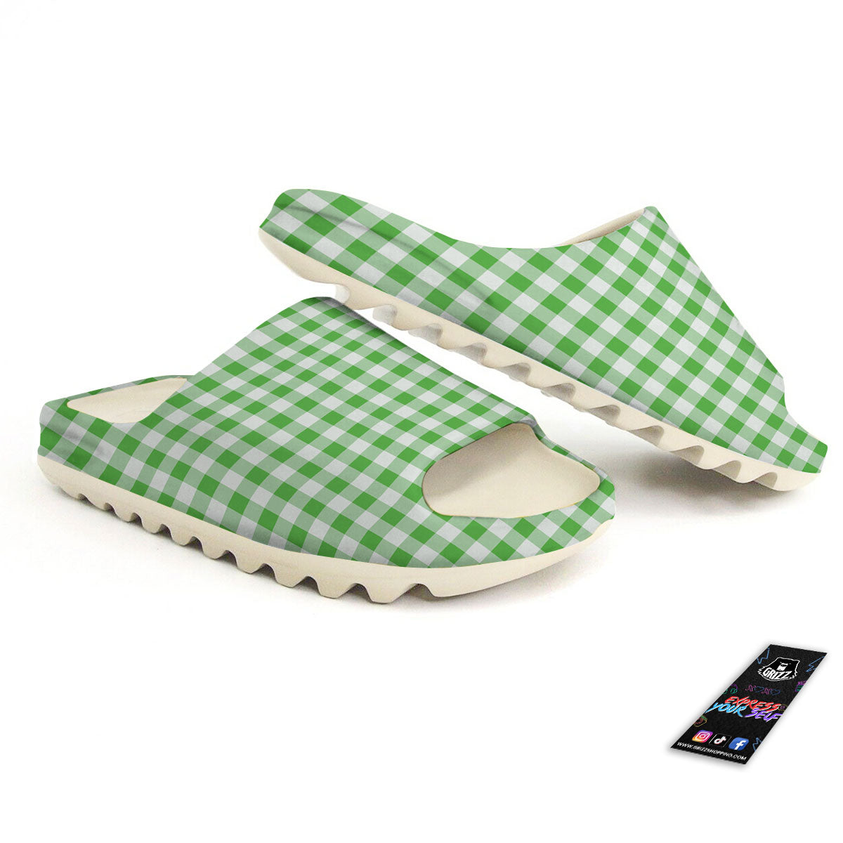 Tattersall Green Print Pattern Sandals-grizzshop