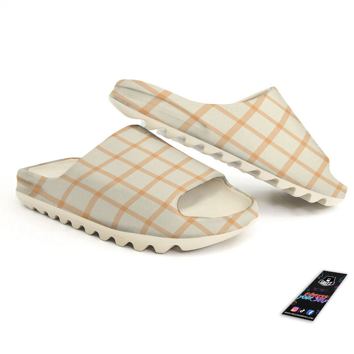 Tattersall Orange Pastel Print Pattern Sandals-grizzshop