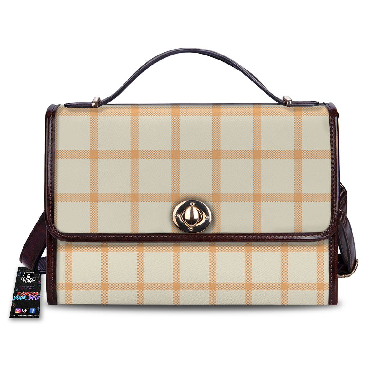 Tattersall Orange Pastel Print Pattern Women's Satchel Bag