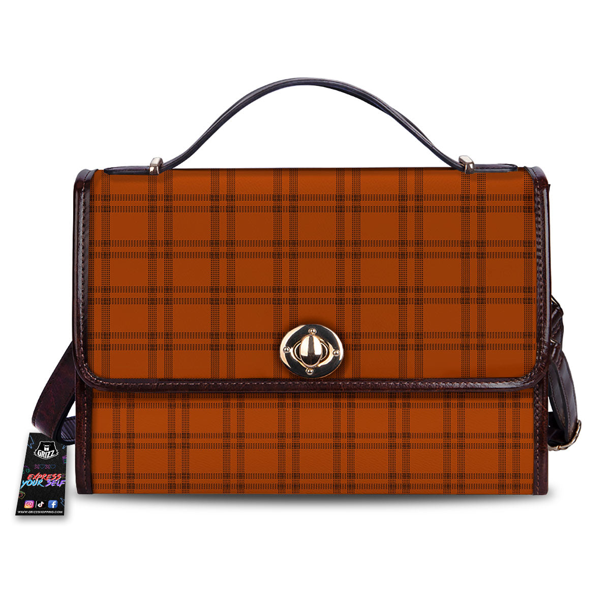 Tattersall Orange Print Pattern Women's Satchel Bag
