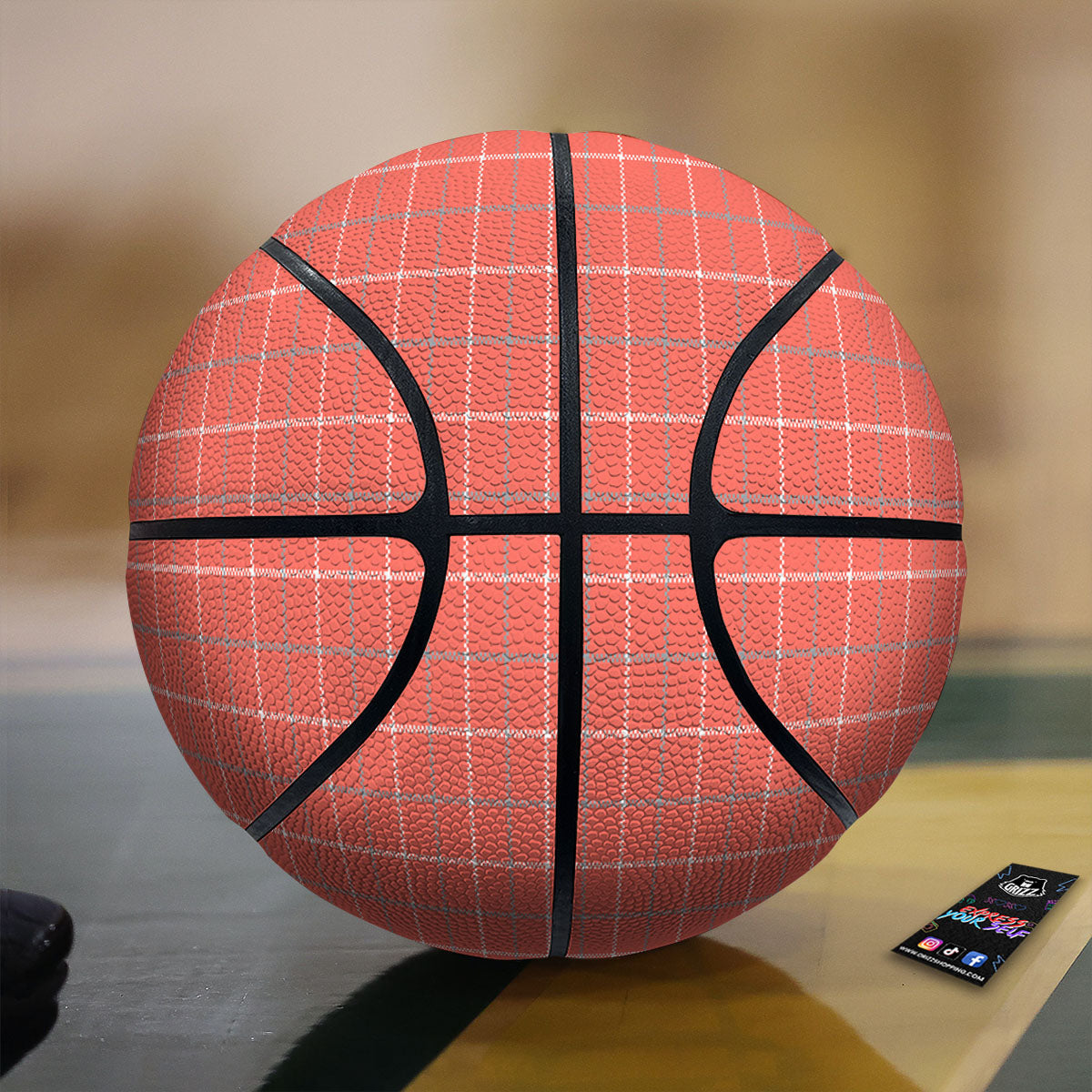 Tattersall Pastel Orange Print Pattern Basketball