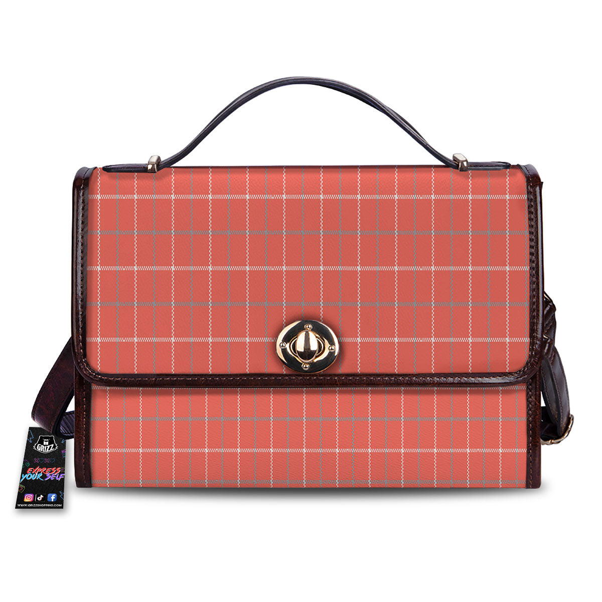 Tattersall Pastel Orange Print Pattern Women's Satchel Bag