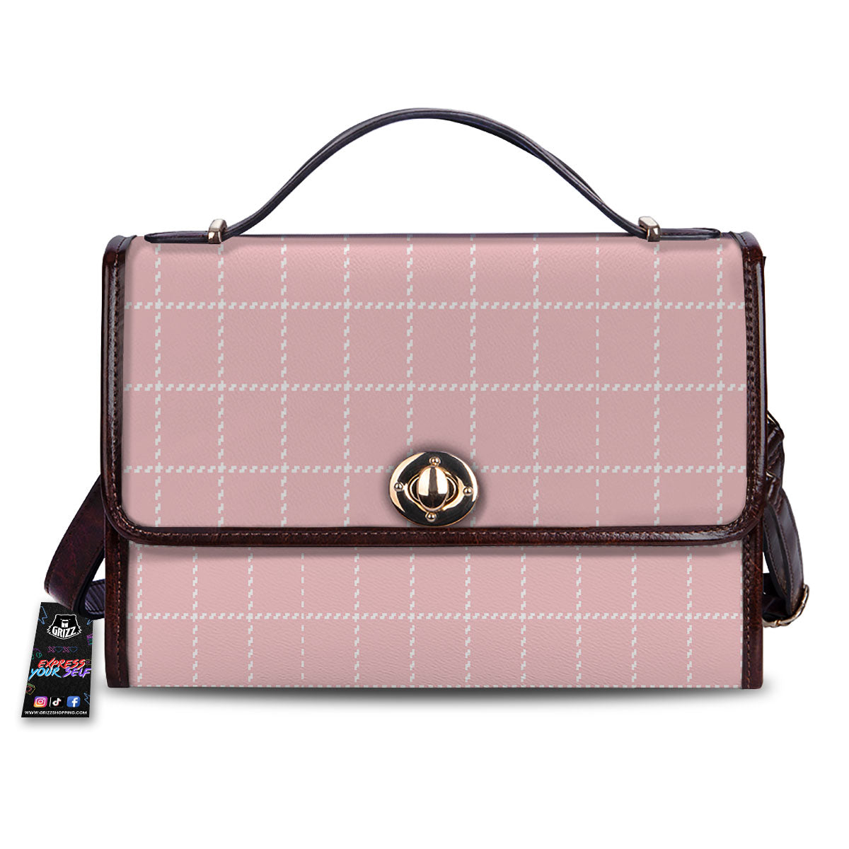 Tattersall Pastel Pink Print Pattern Women's Satchel Bag