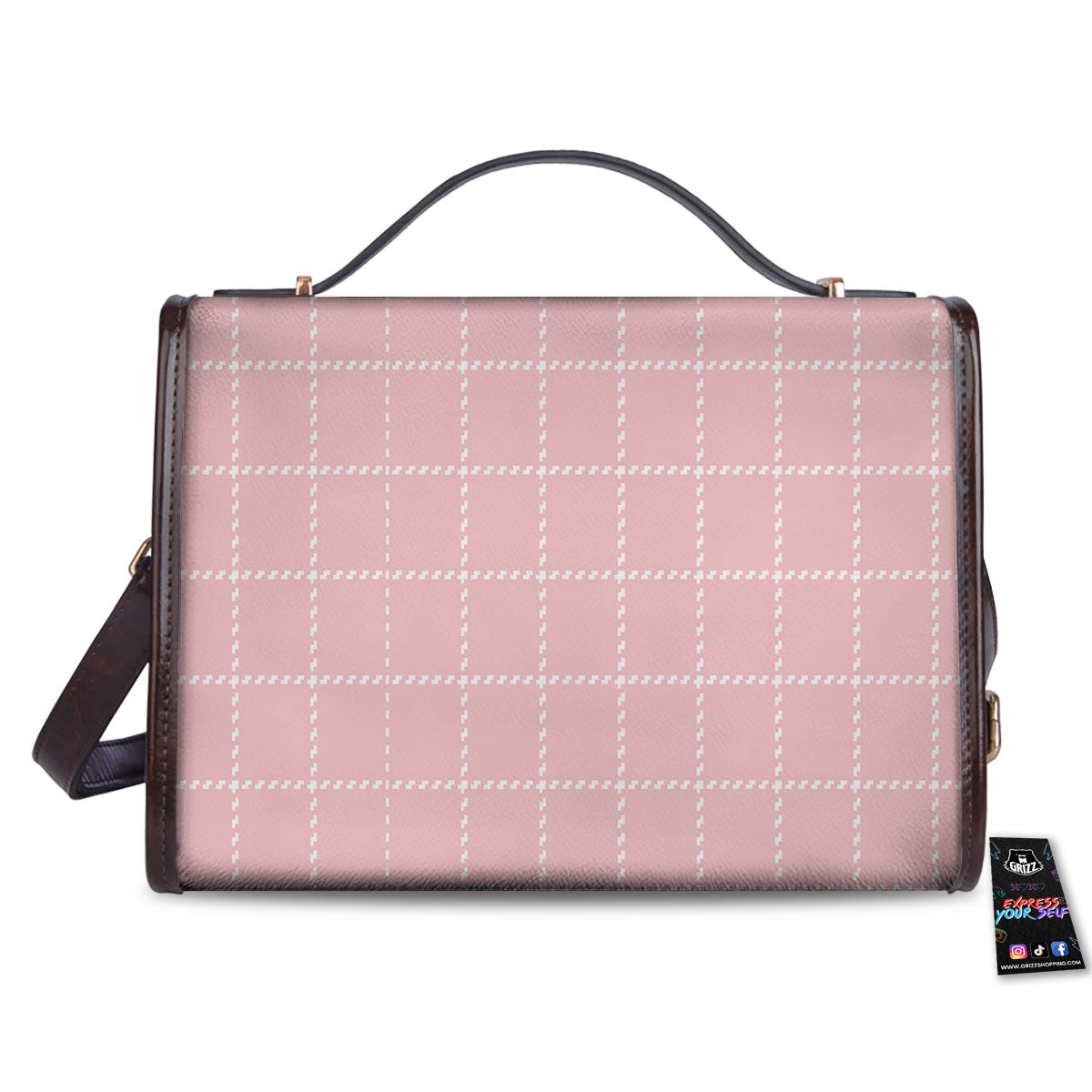 Tattersall Pastel Pink Print Pattern Women's Satchel Bag