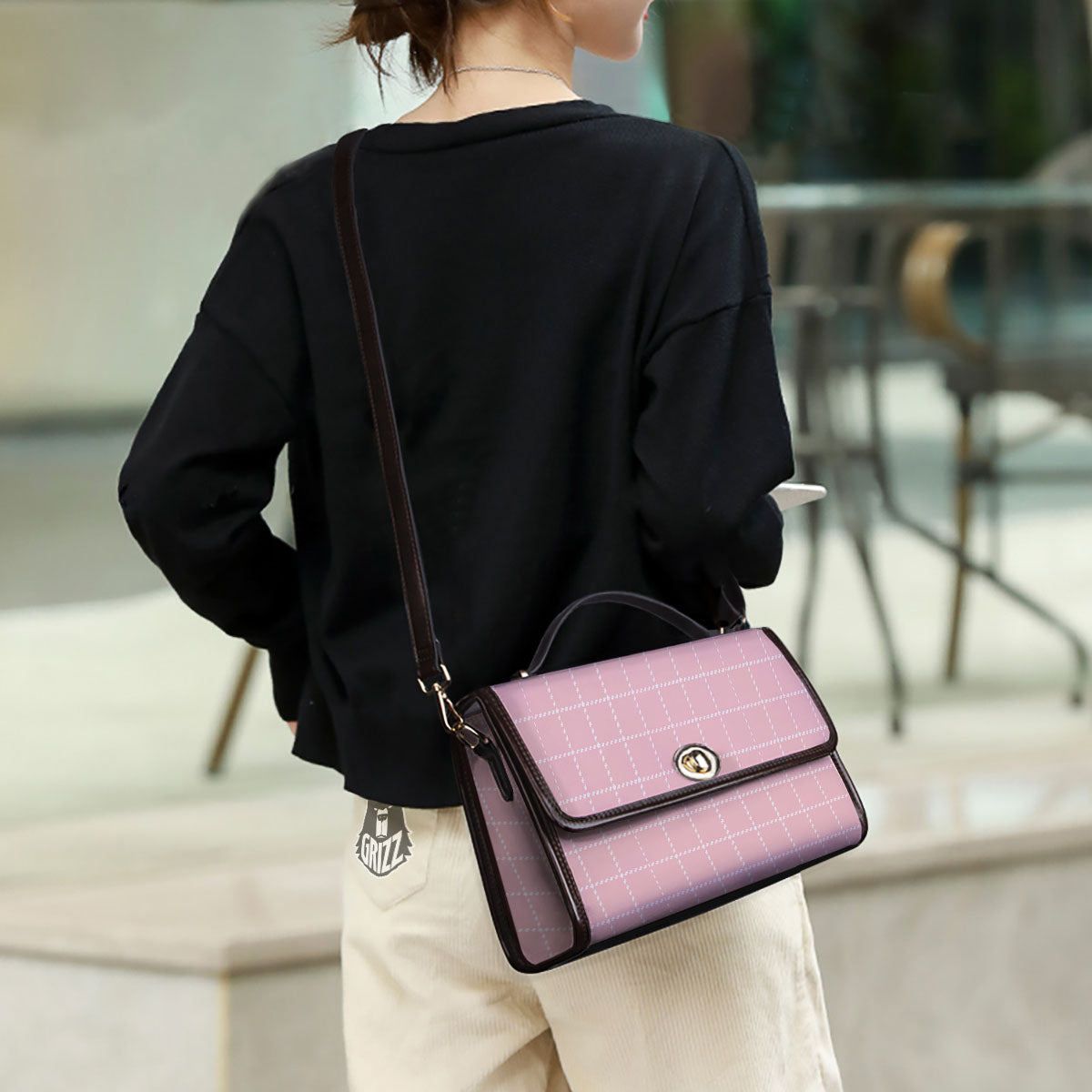 Tattersall Pastel Pink Print Pattern Women's Satchel Bag