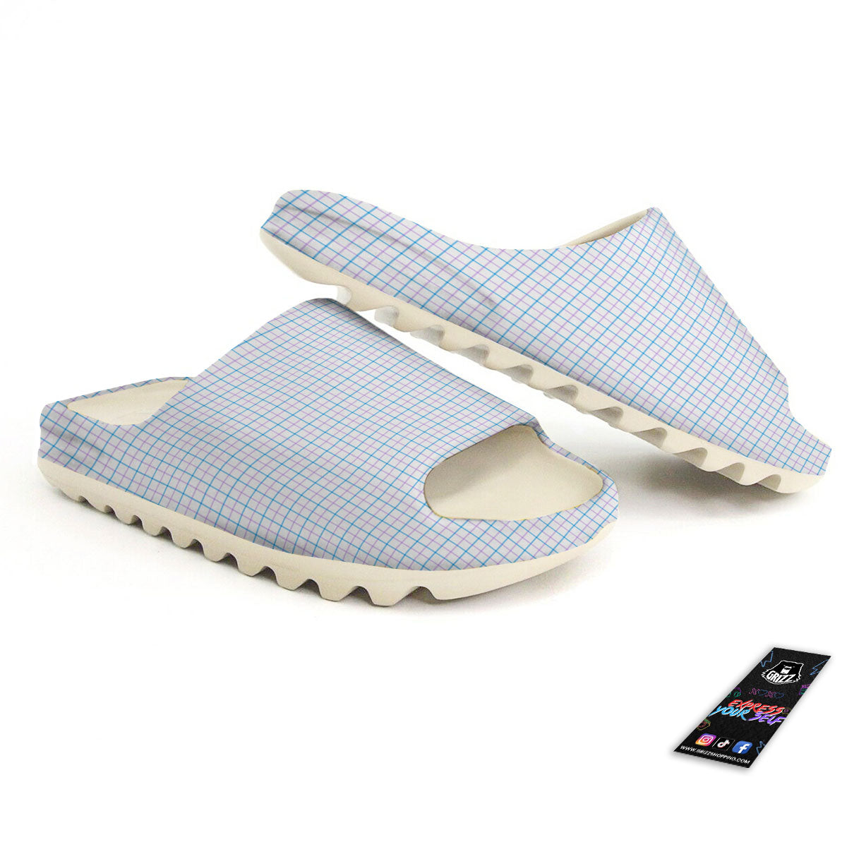 Tattersall Purple And Blue Line Print Pattern Sandals-grizzshop