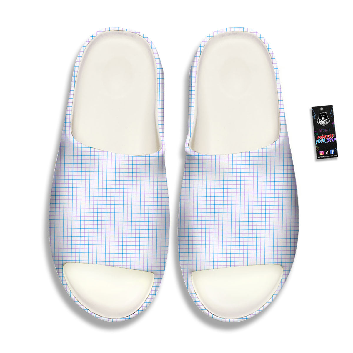 Tattersall Purple And Blue Line Print Pattern Sandals-grizzshop