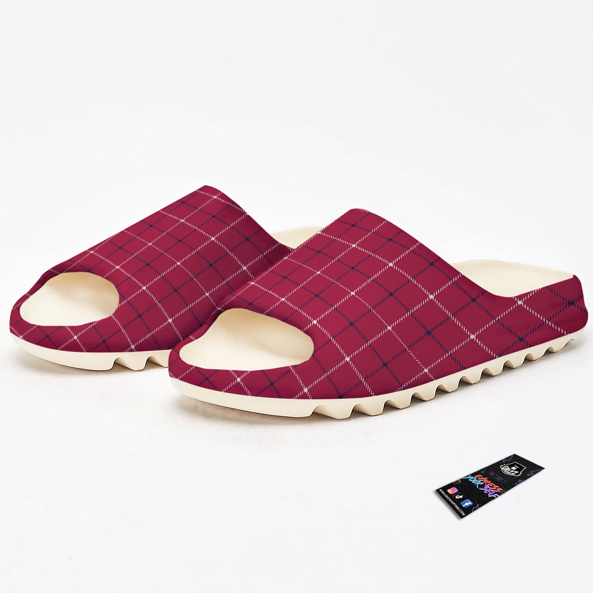 Tattersall Red Print Pattern Sandals-grizzshop