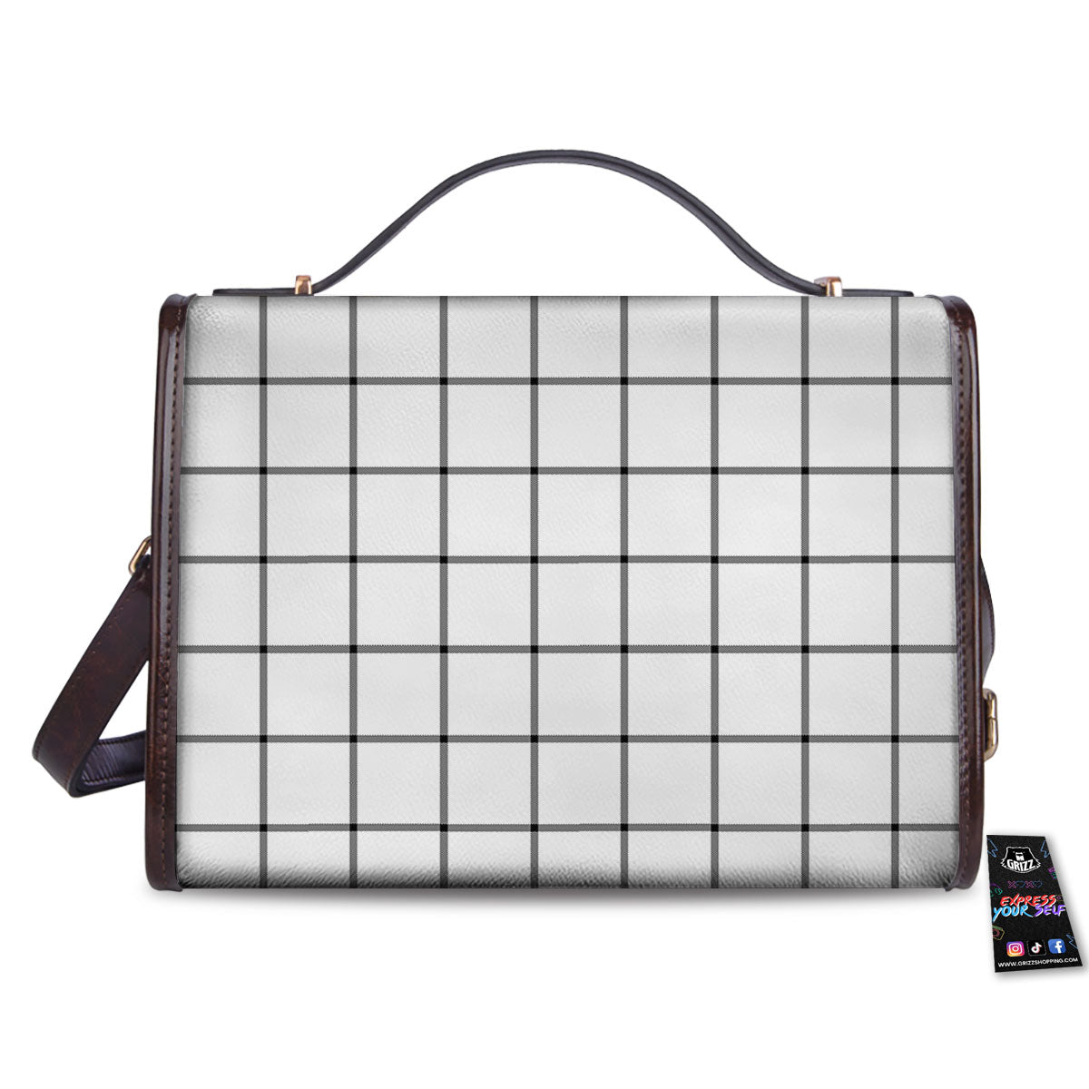 Tattersall White Print Pattern Women's Satchel Bag