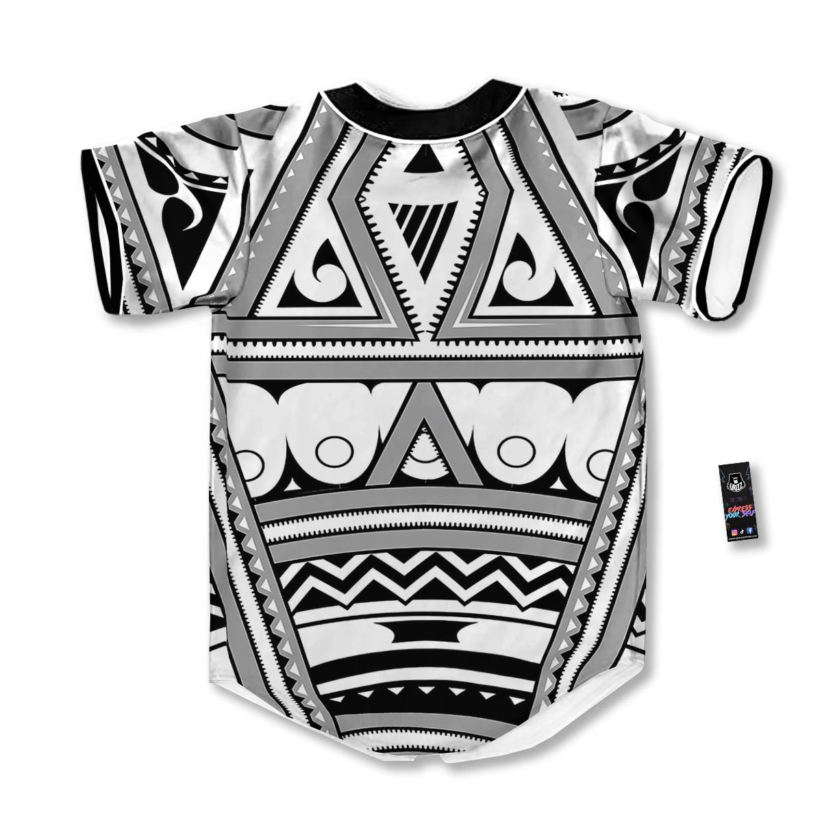 Tatto Polynesian Tribal Maori Print Baseball Jersey-grizzshop