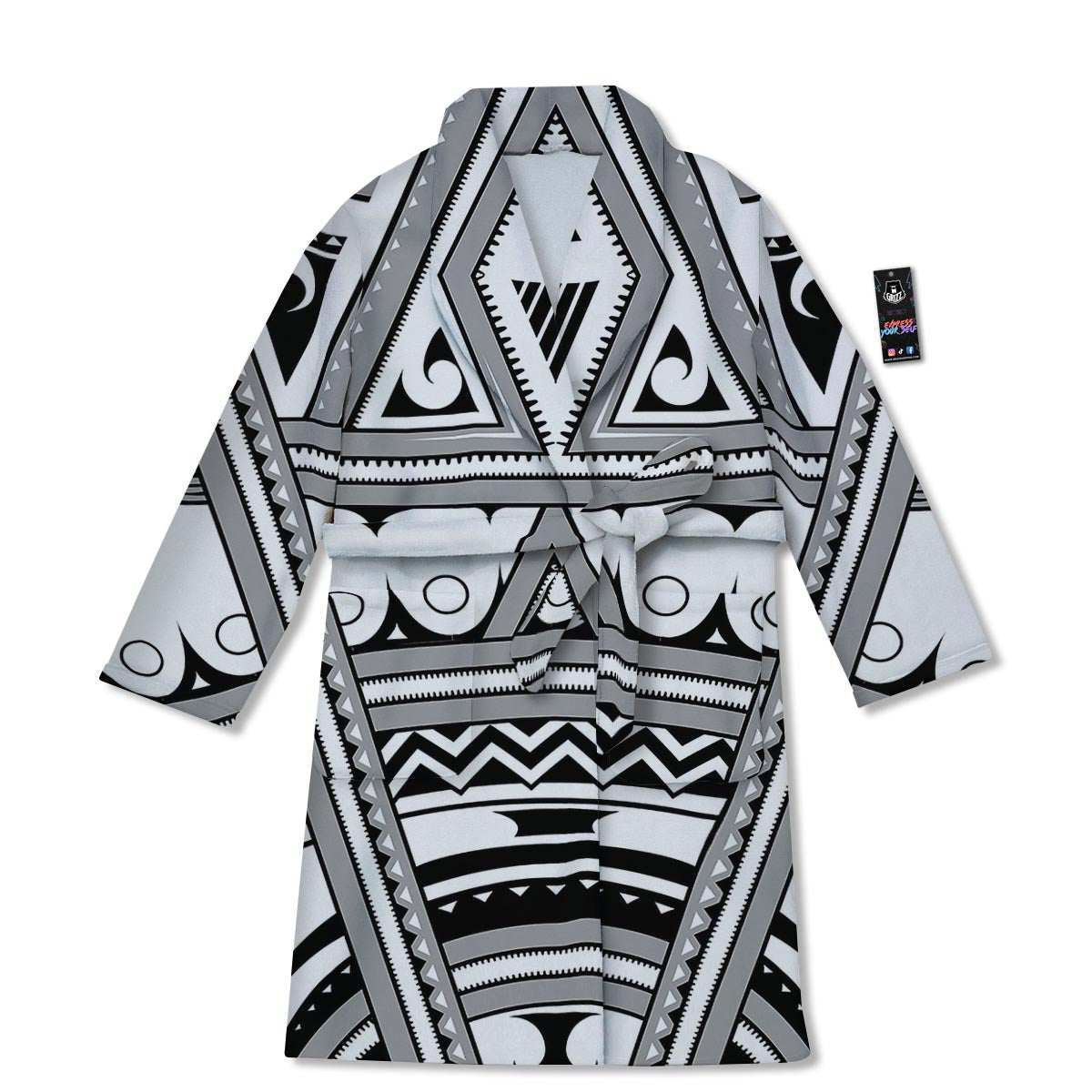Tatto Polynesian Tribal Maori Print Bathrobe-grizzshop