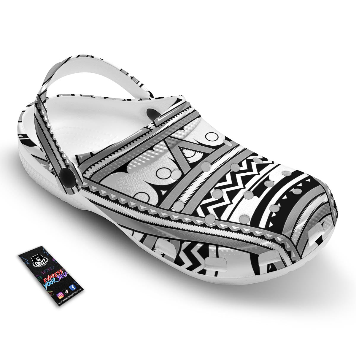 Tatto Polynesian Tribal Maori Print Clog-grizzshop