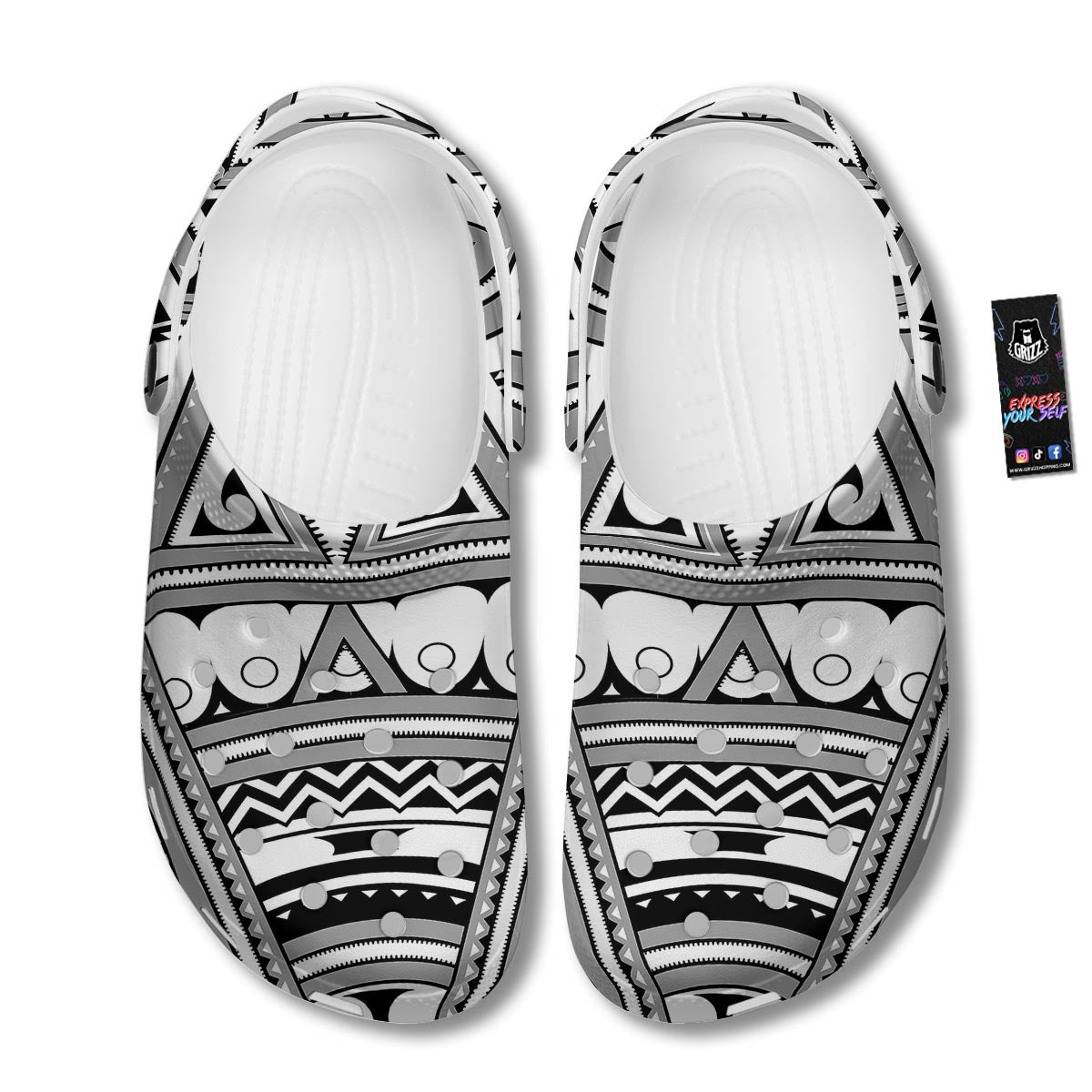 Tatto Polynesian Tribal Maori Print Clog-grizzshop