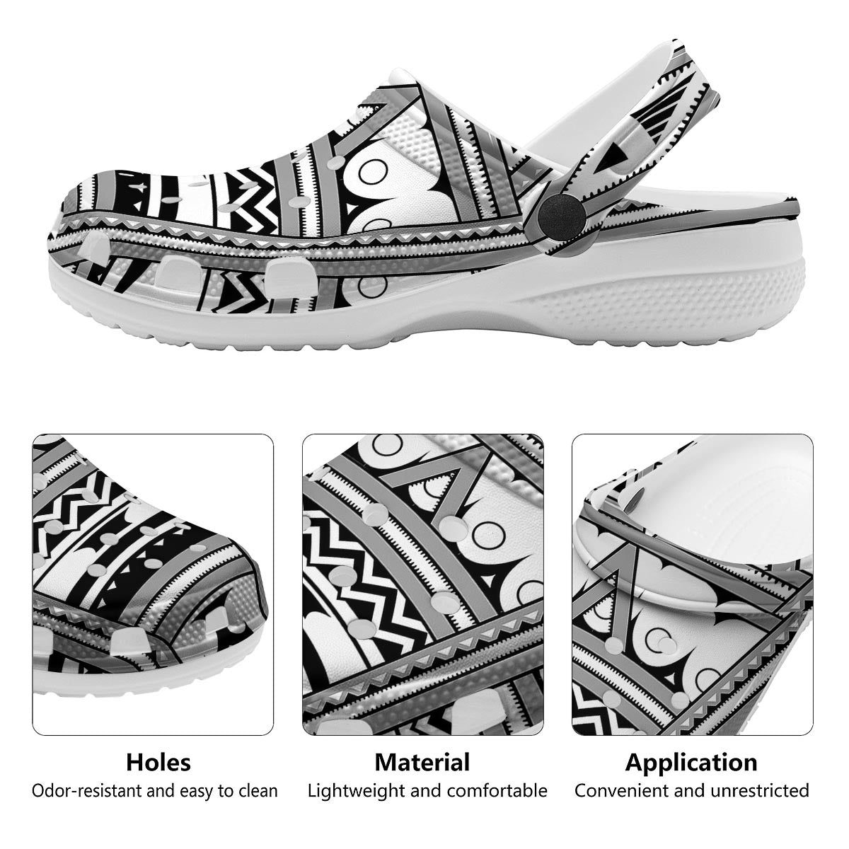 Tatto Polynesian Tribal Maori Print Clog-grizzshop