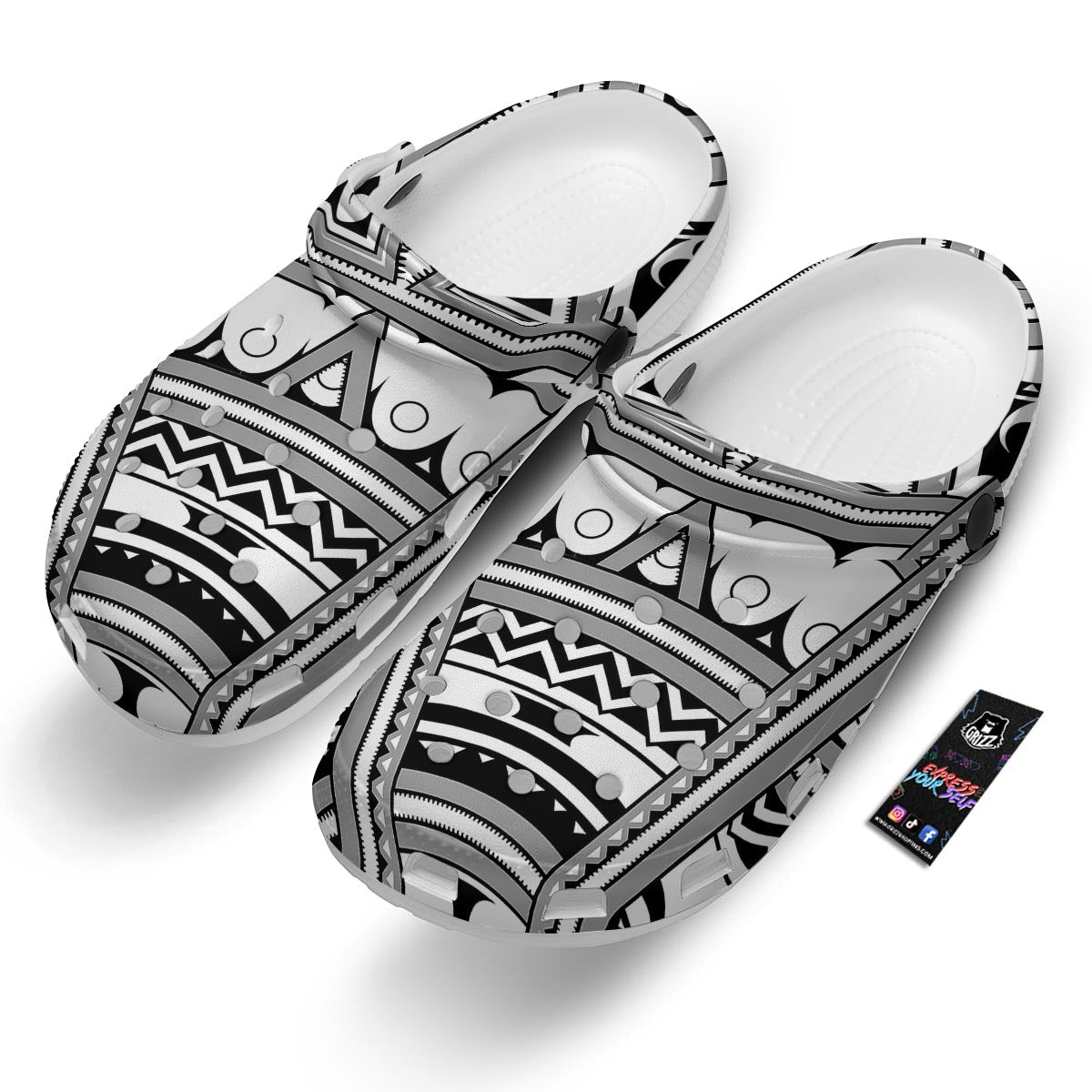 Tatto Polynesian Tribal Maori Print Clog-grizzshop