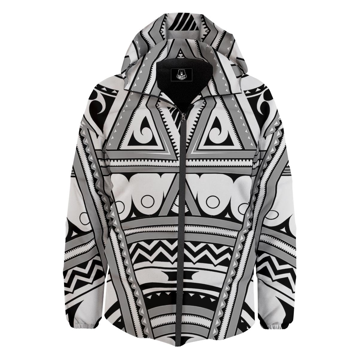 Tatto Polynesian Tribal Maori Print Down Jacket-grizzshop