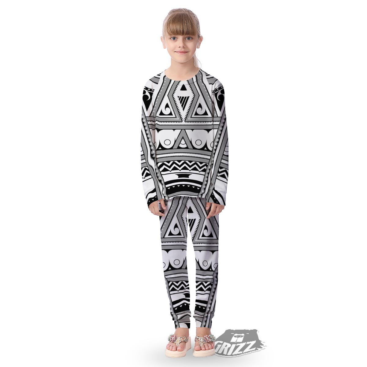 Tatto Polynesian Tribal Maori Print Kid's Pajamas-grizzshop