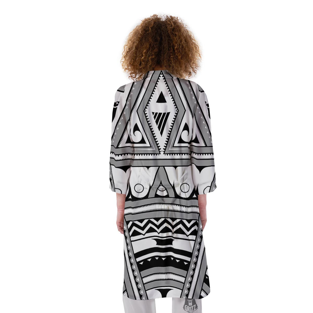Tatto Polynesian Tribal Maori Print Kimono-grizzshop