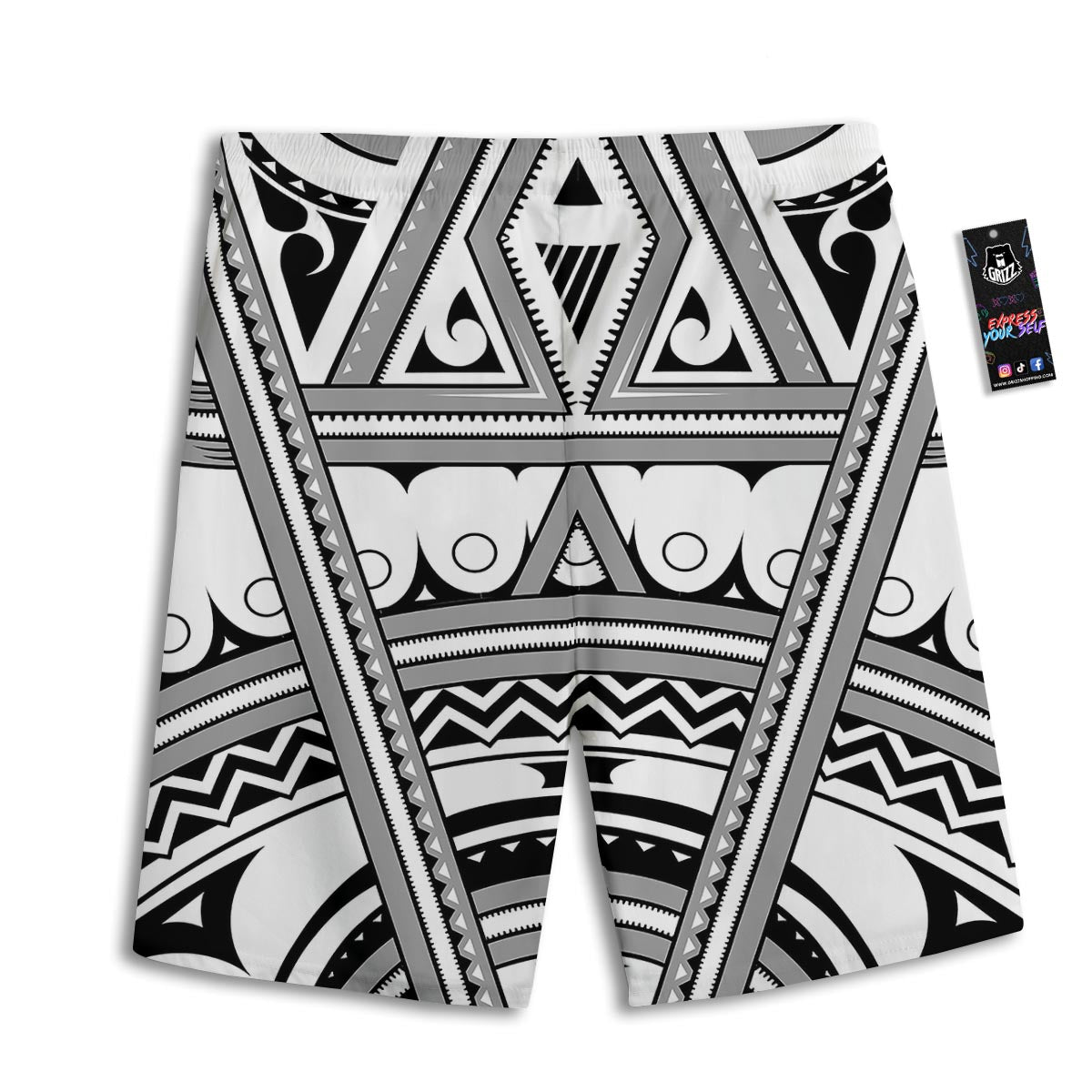 Tatto Polynesian Tribal Maori Print Men's Athletic Shorts