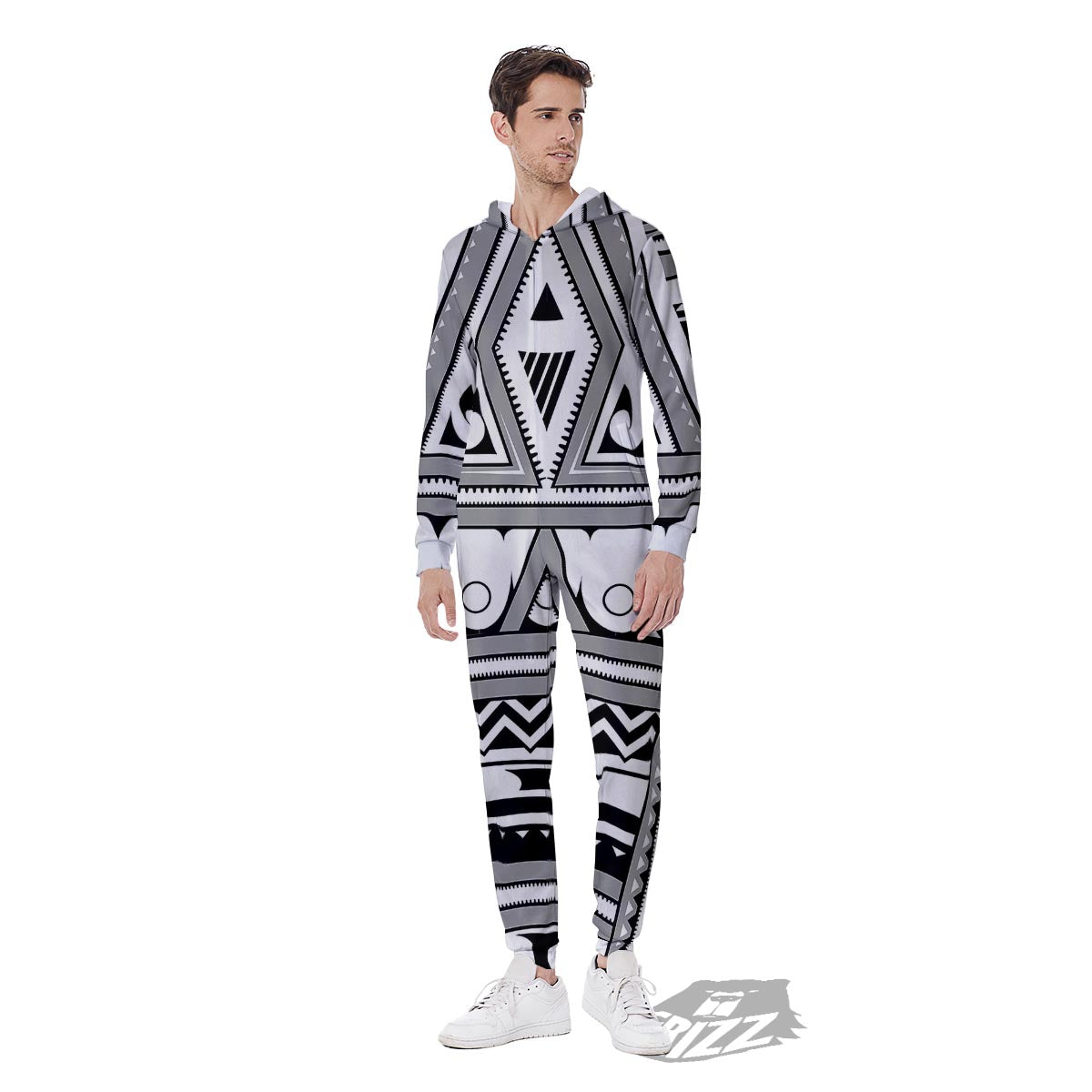 Tatto Polynesian Tribal Maori Print Men's Jumpsuit-grizzshop