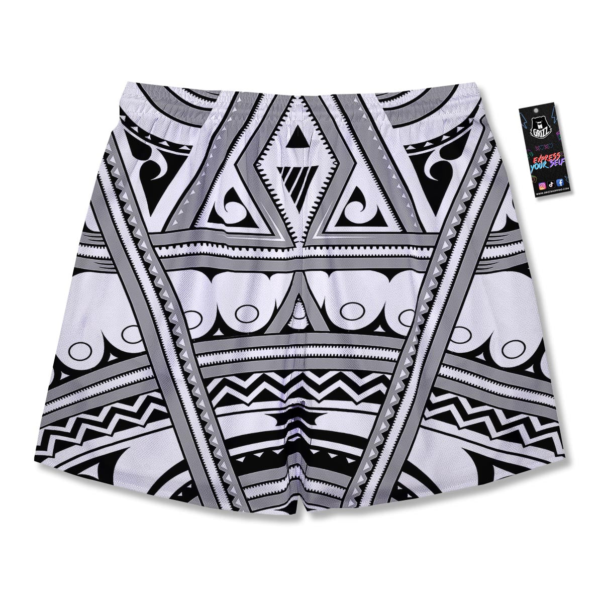 Tatto Polynesian Tribal Maori Print Men's Running Shorts-grizzshop