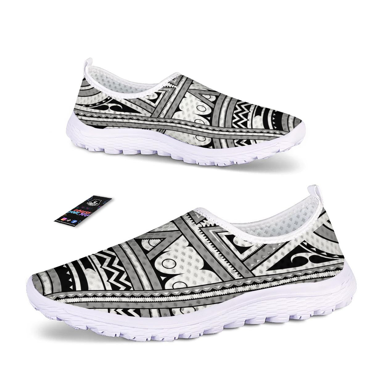 Tatto Polynesian Tribal Maori Print Nurse Shoes-grizzshop