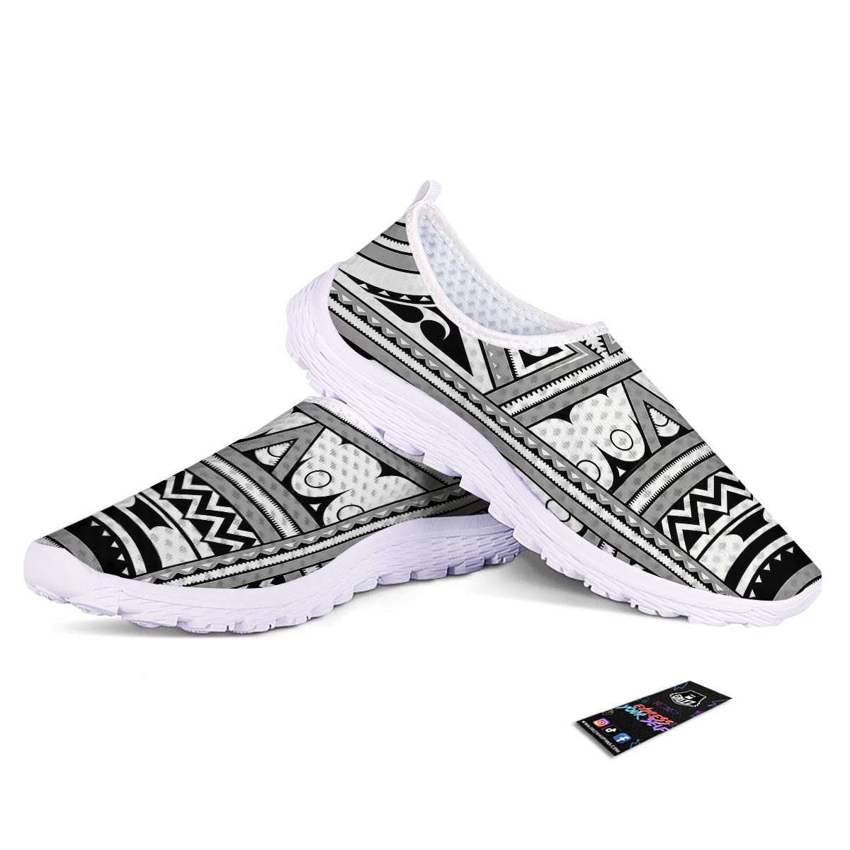 Tatto Polynesian Tribal Maori Print Nurse Shoes-grizzshop