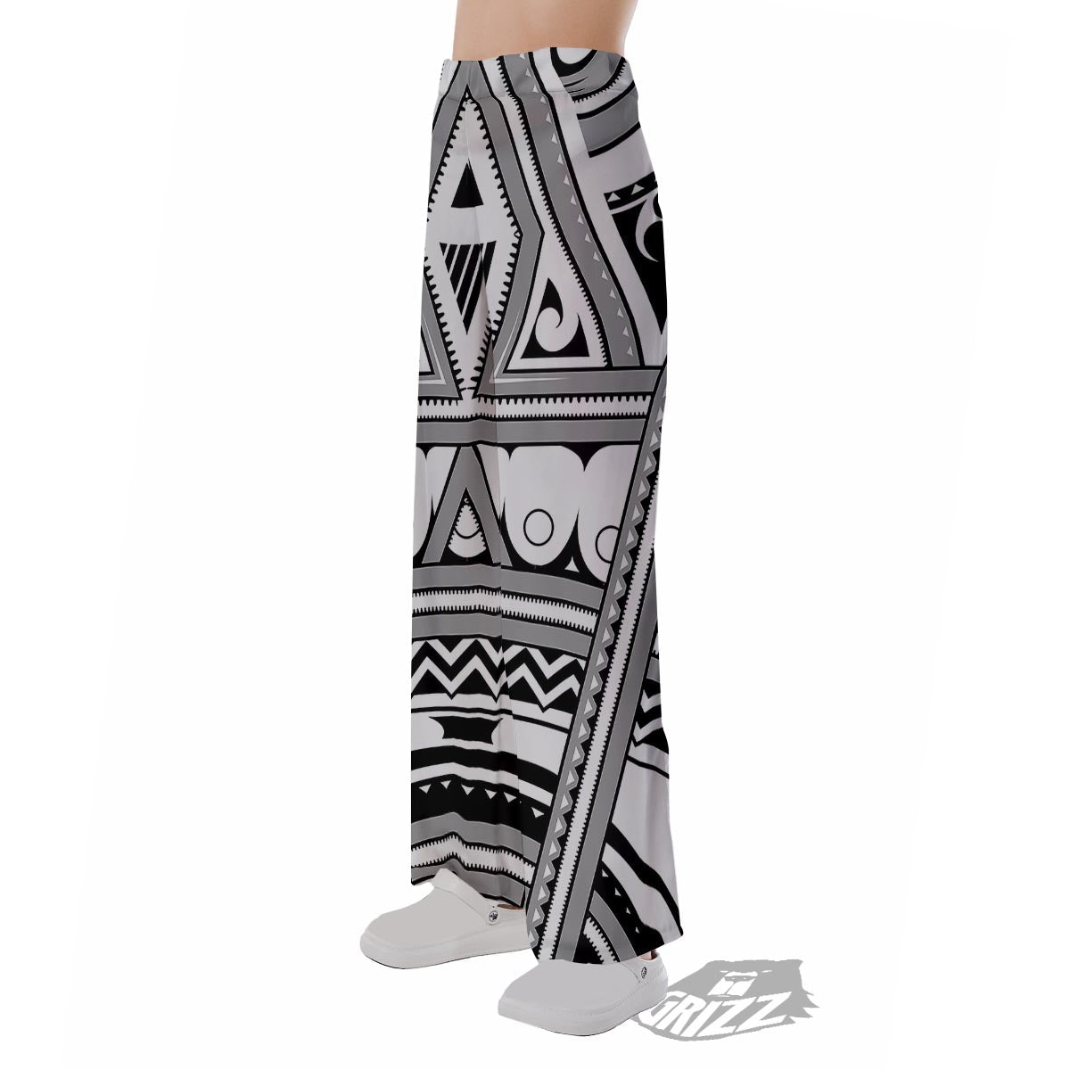 Tatto Polynesian Tribal Maori Print Pajama Pants-grizzshop