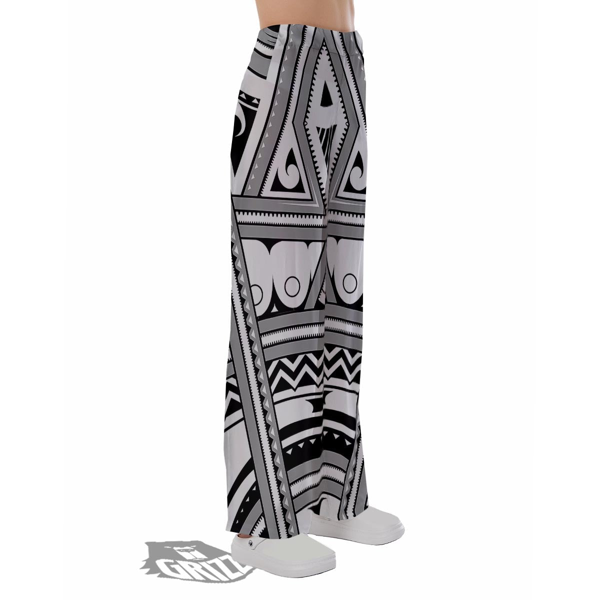 Tatto Polynesian Tribal Maori Print Pajama Pants-grizzshop