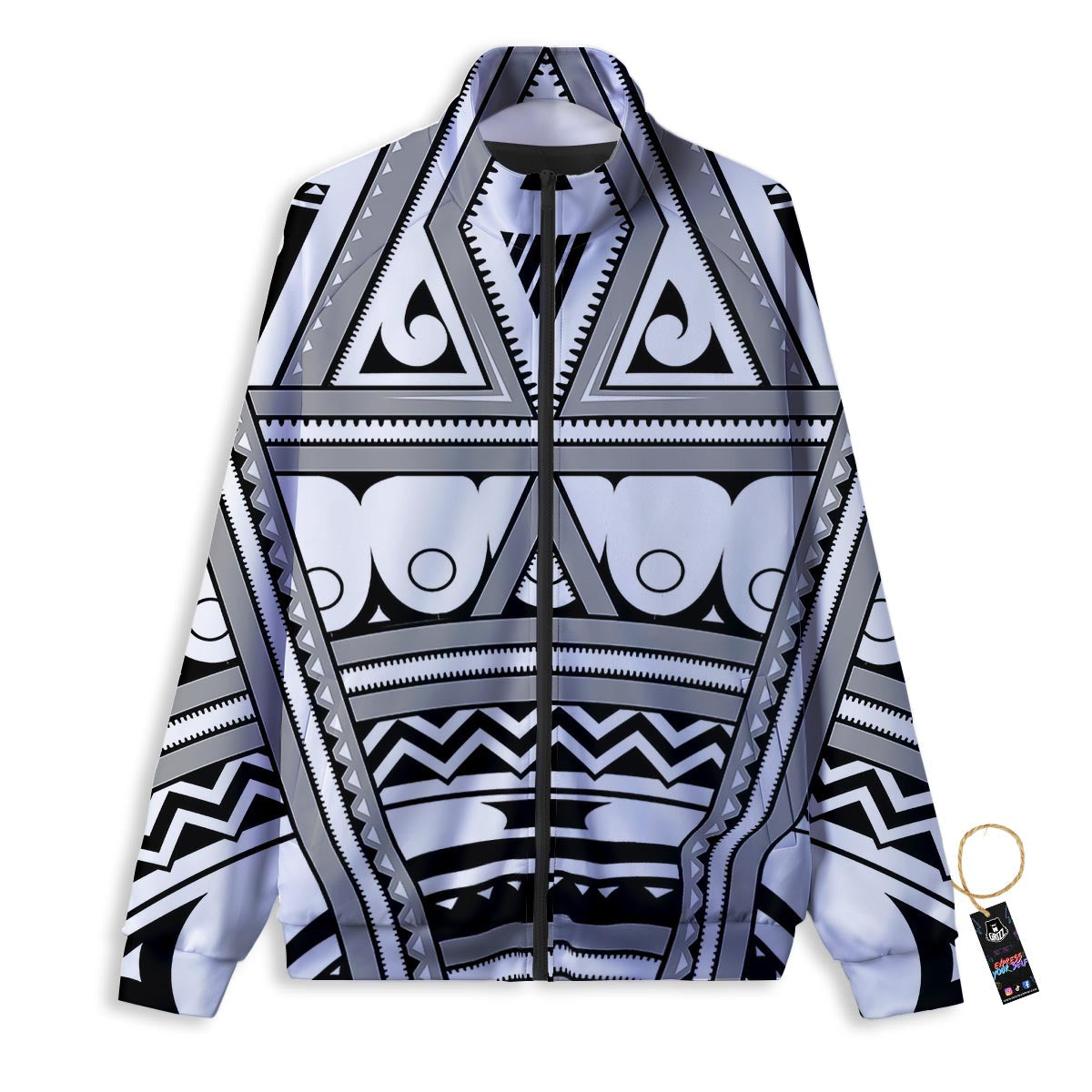 Tatto Polynesian Tribal Maori Print Track Jacket-grizzshop