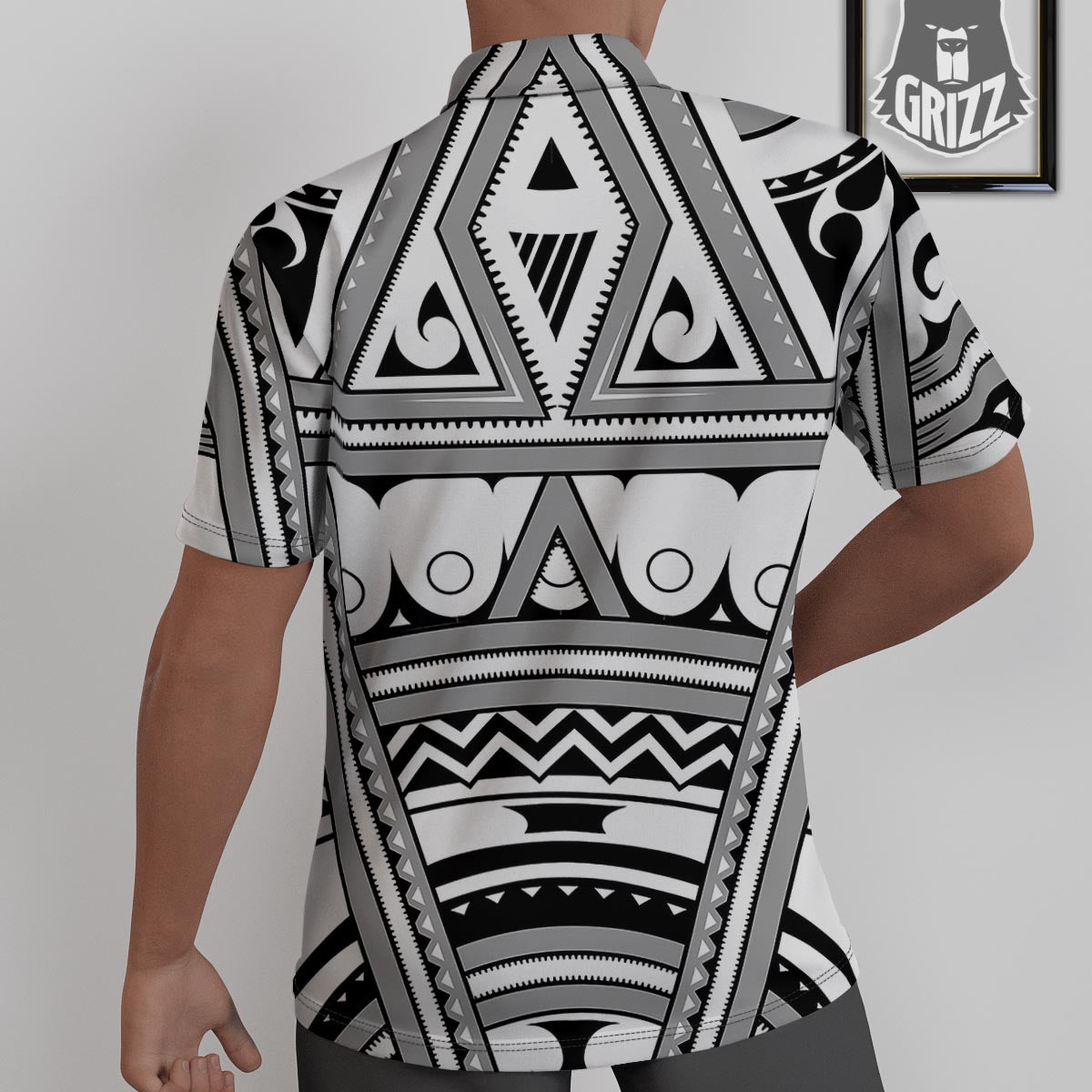 Tatto Polynesian Tribal Maori Print Untucked Shirts-grizzshop