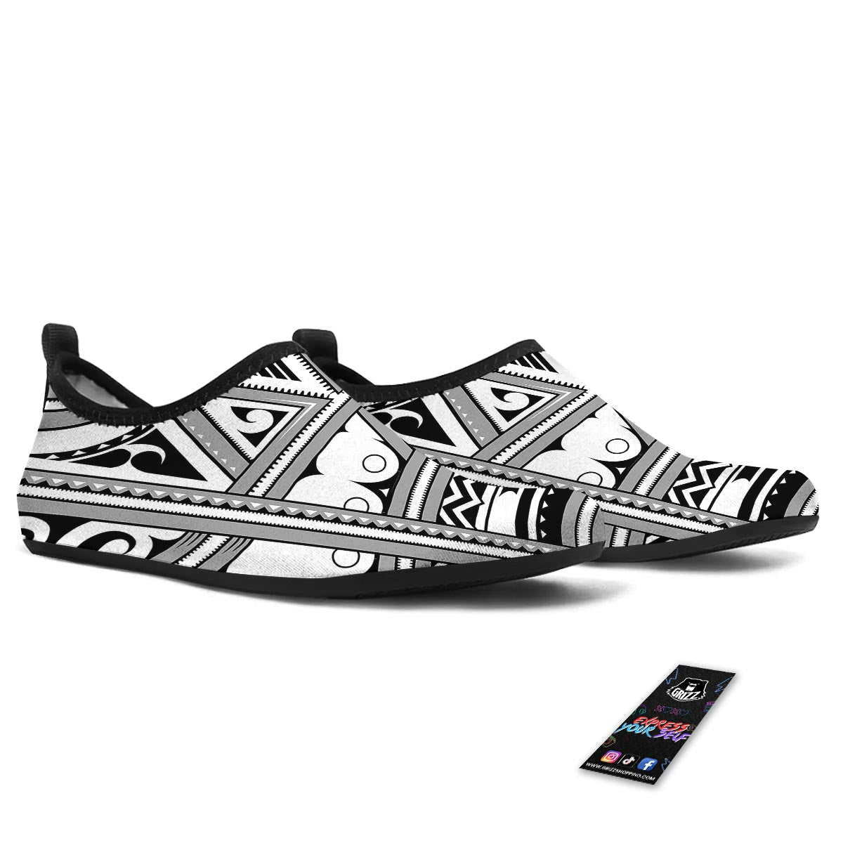 Tatto Polynesian Tribal Maori Print Water Shoes-grizzshop