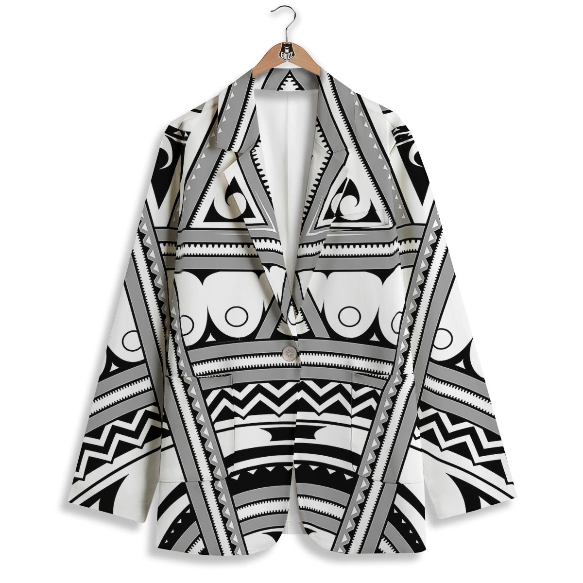 Tatto Polynesian Tribal Maori Print Women's Blazer-grizzshop