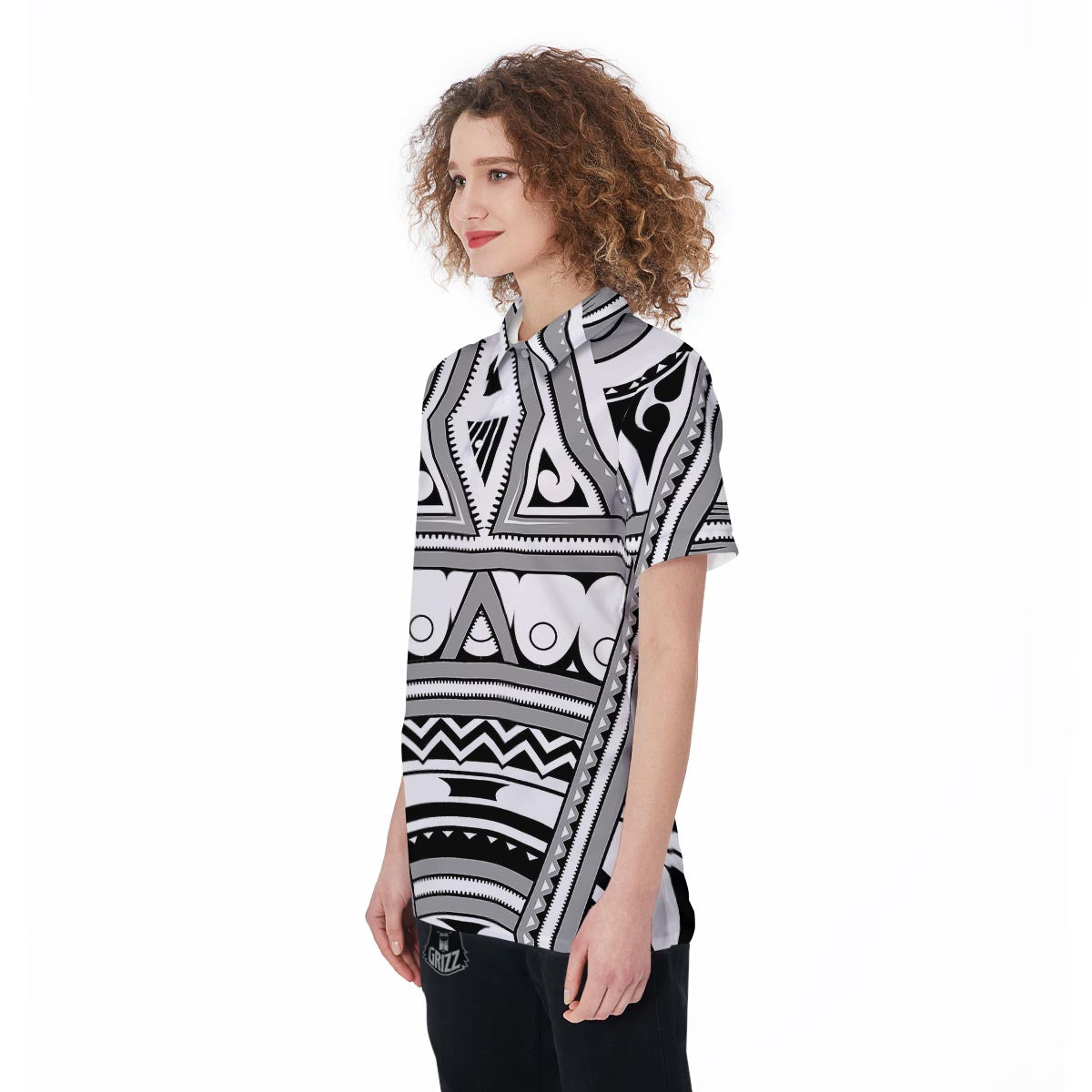 Tatto Polynesian Tribal Maori Print Women's Golf Shirts-grizzshop