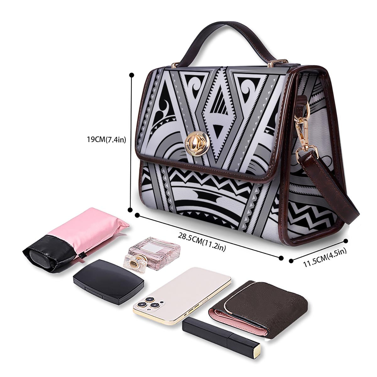 Tatto Polynesian Tribal Maori Print Women's Satchel Bag