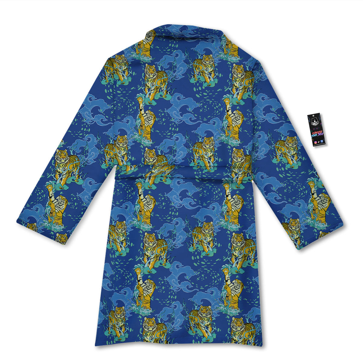 Tattoo Blue Tiger Print Pattern Bathrobe-grizzshop