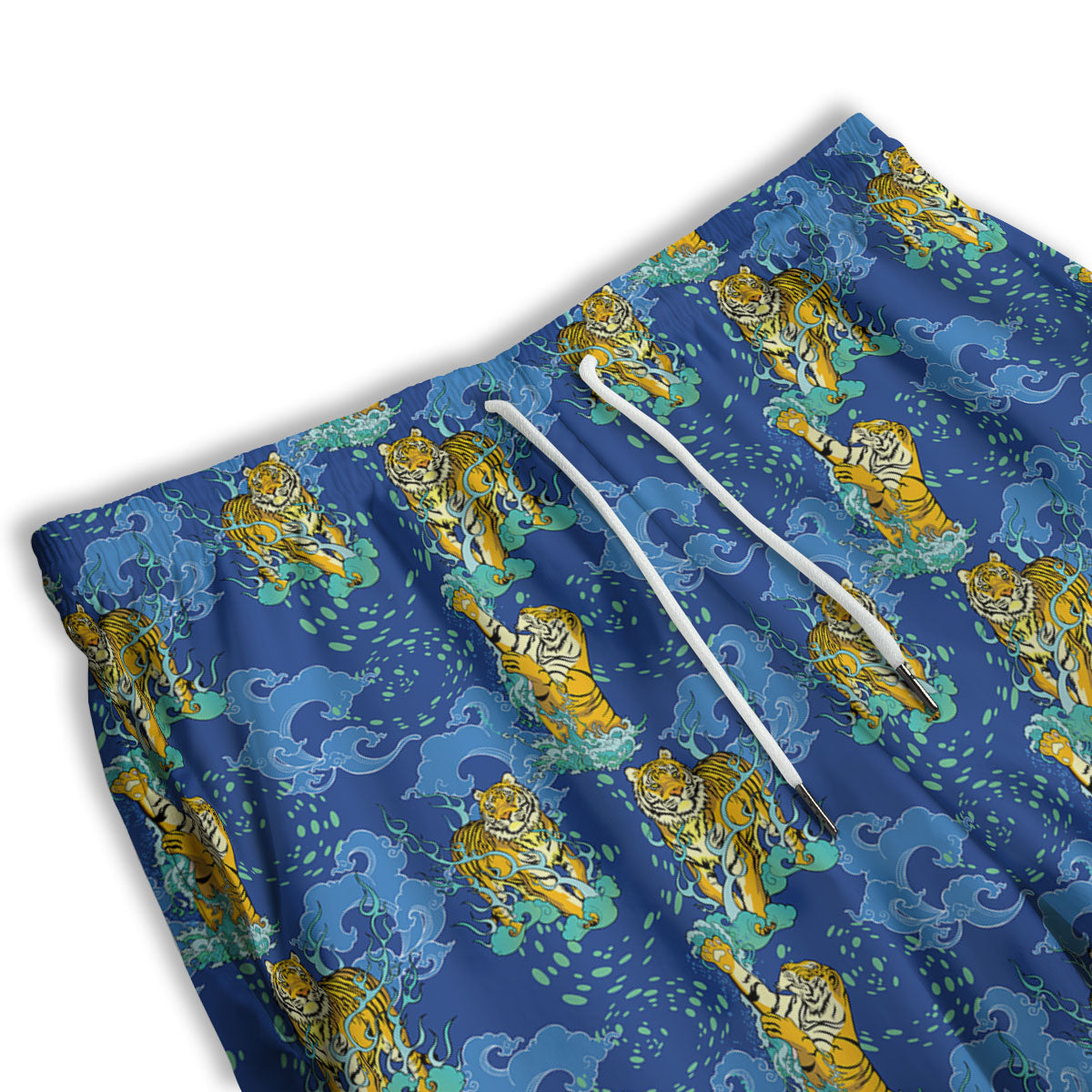 Tattoo Blue Tiger Print Pattern Men's Athletic Shorts