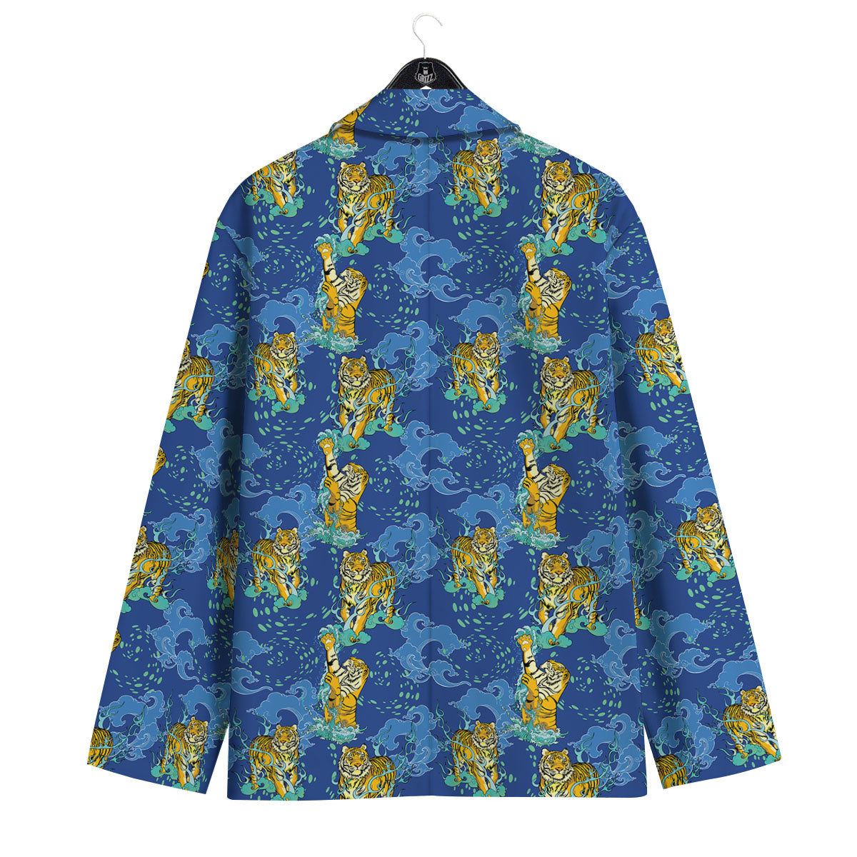 Tattoo Blue Tiger Print Pattern Men's Sport Coat-grizzshop